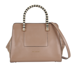 Serpenti Chain Top Handle, Leather/Snake, Beige, 280001 DB/S, 3*
